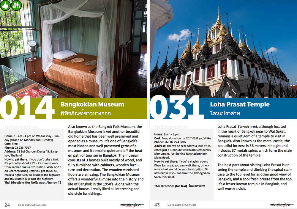 Example pages: Things to do in Bangkok