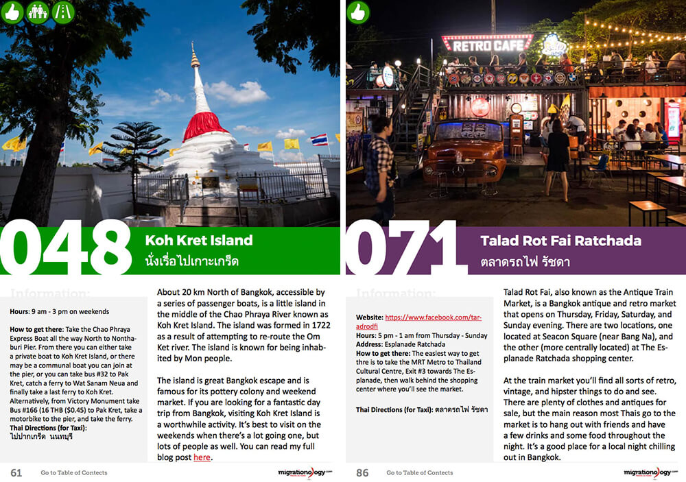 Example pages: Things to do in Bangkok