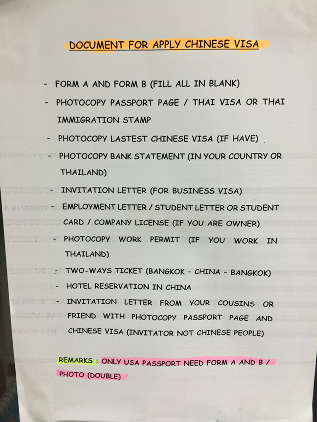 a China Get to Bangkok Visa in How