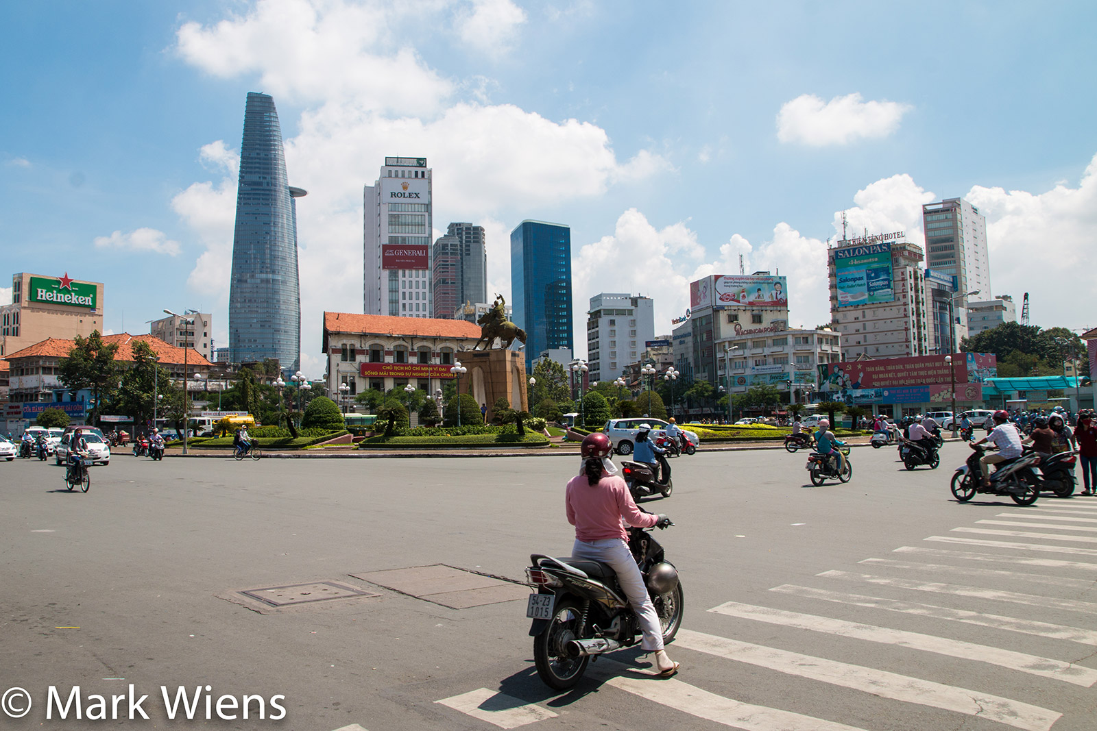 Crossing the road in Ho Chi Minh City, Vietnam 