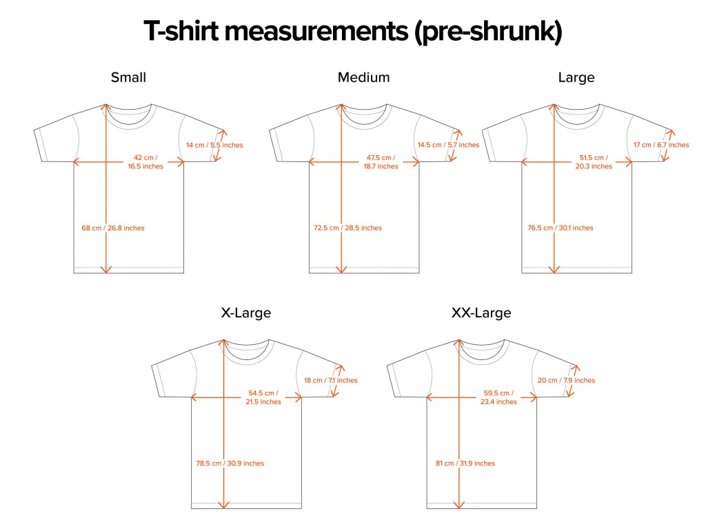 t shirt length and width