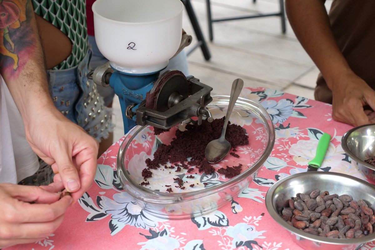 Grinding Chocolate at Acai Farm Family (1)