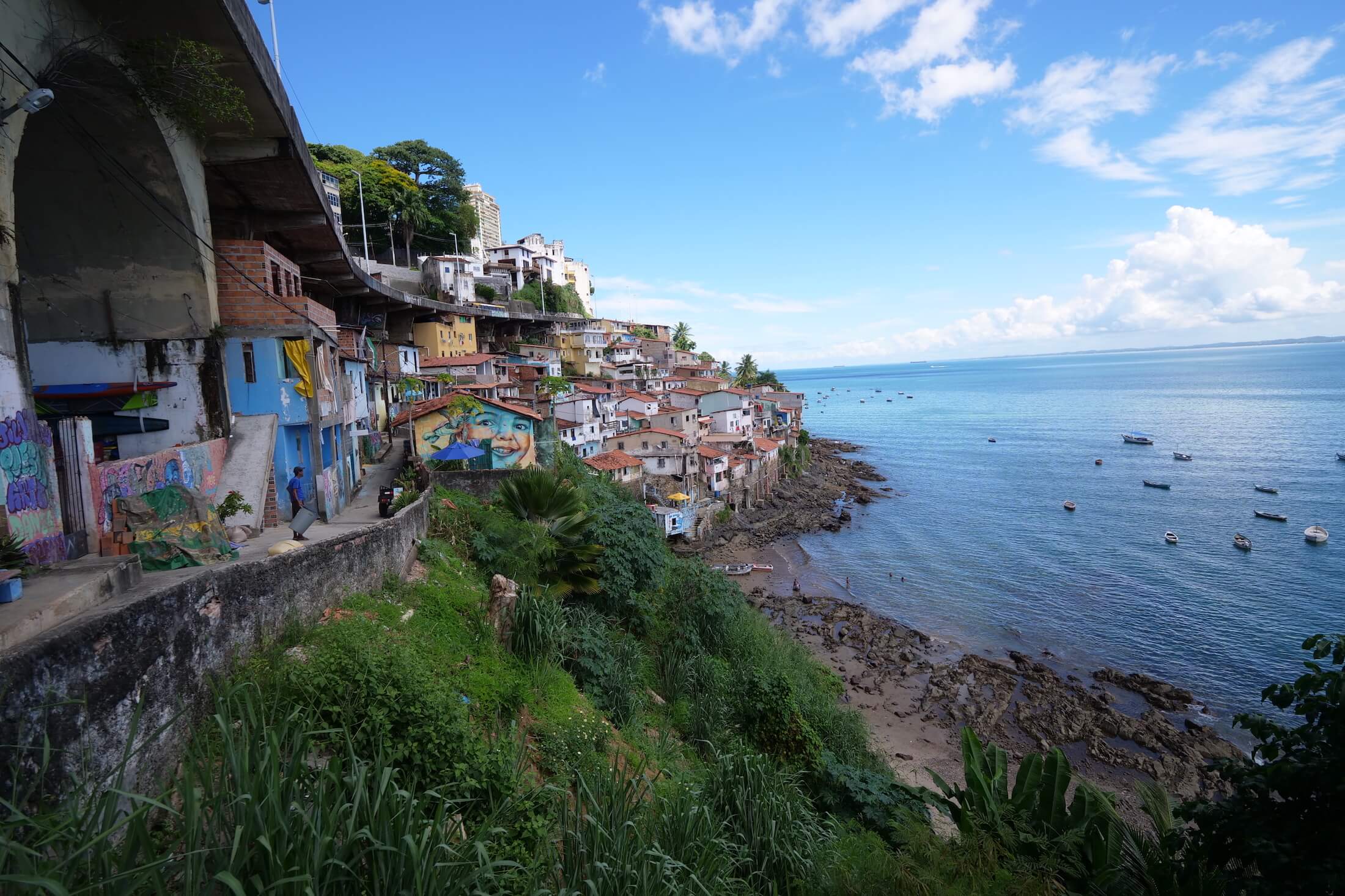 This is a classic scene of life in Salvador, art and color bursting out amidst the wild and natural beauty of Brazil's North East tropical climate