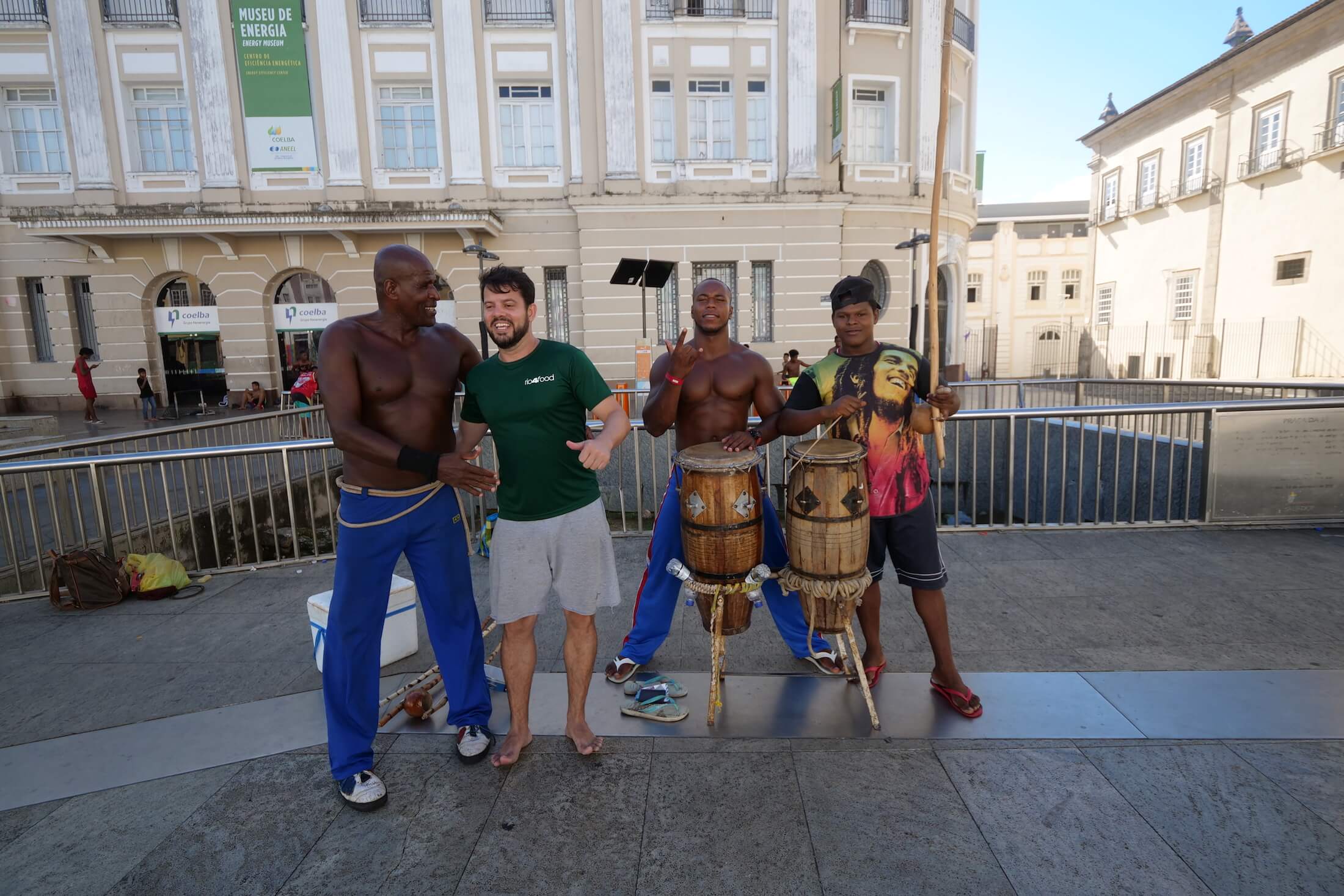 This friendly (and amazingly fit) group of guys keeping up their Capoeira skills