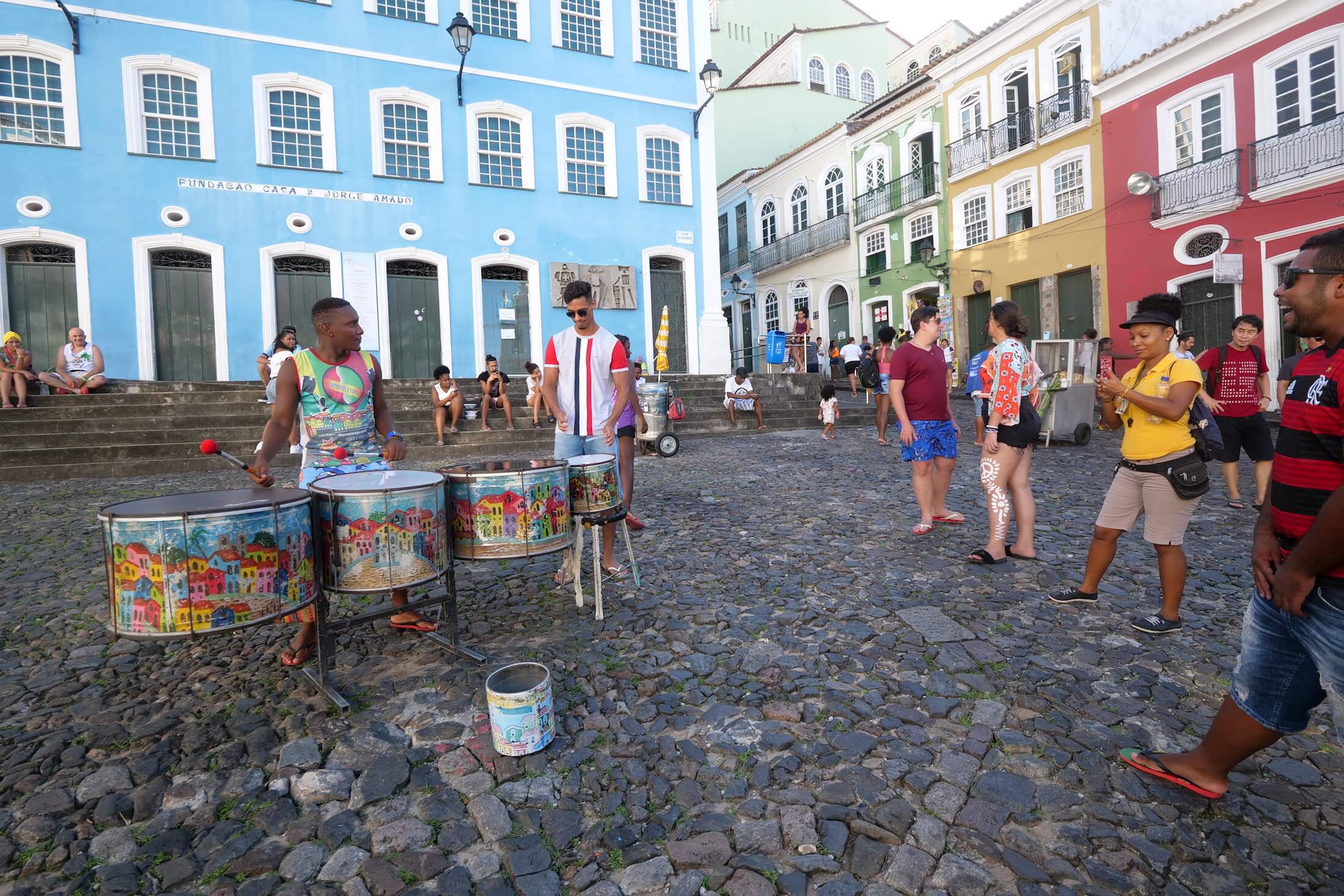 While you might not catch a big part of the festival, you can always see at least a small group of performers practicing their drumming rhythms here everyday