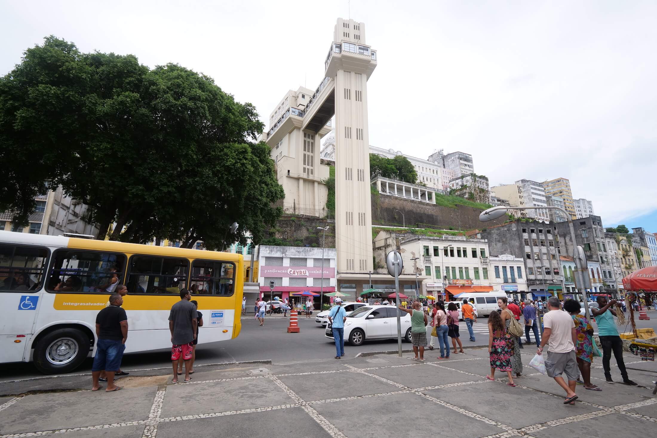 Take the elevator to reach the upper city section of Salvador