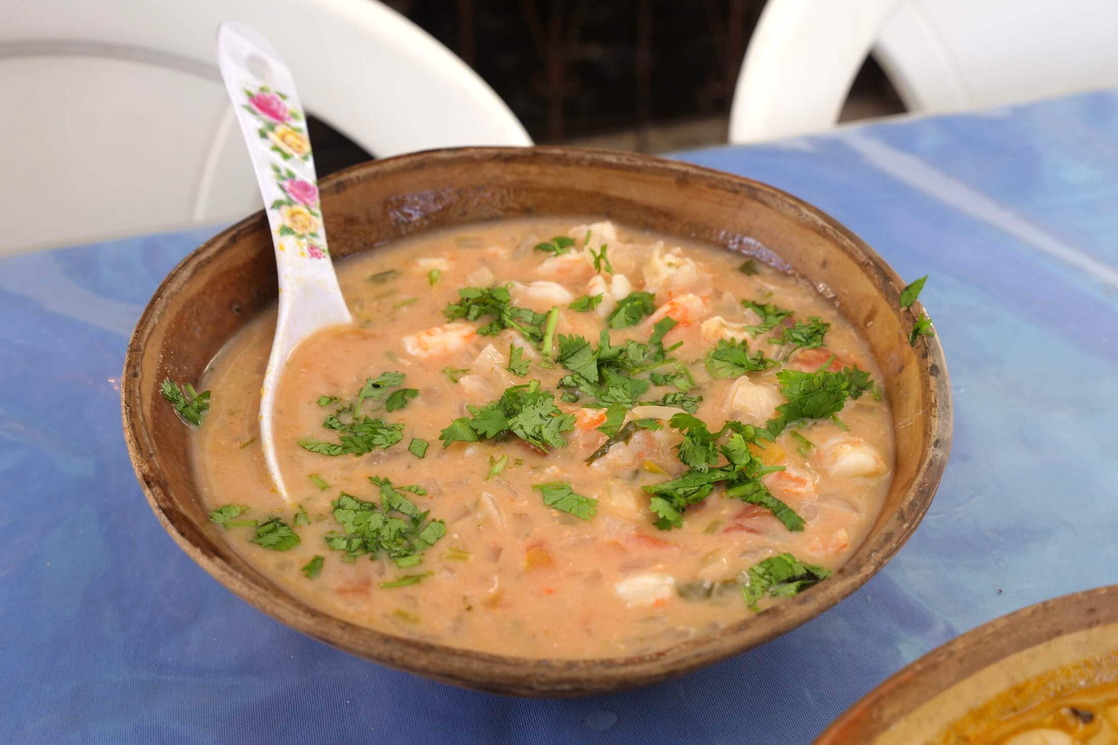 Thick with coconut milk, tomatoes, and also okra in the Bahian stew recipe