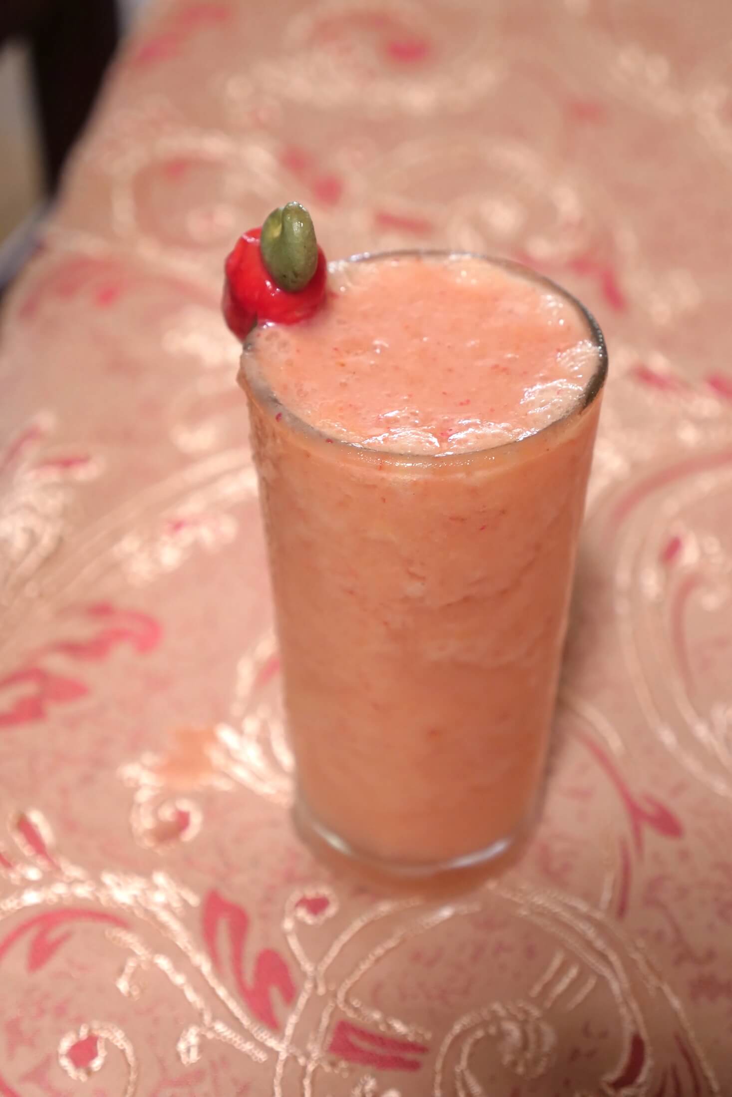 A cashew fruit and fruit juice shake, delicious
