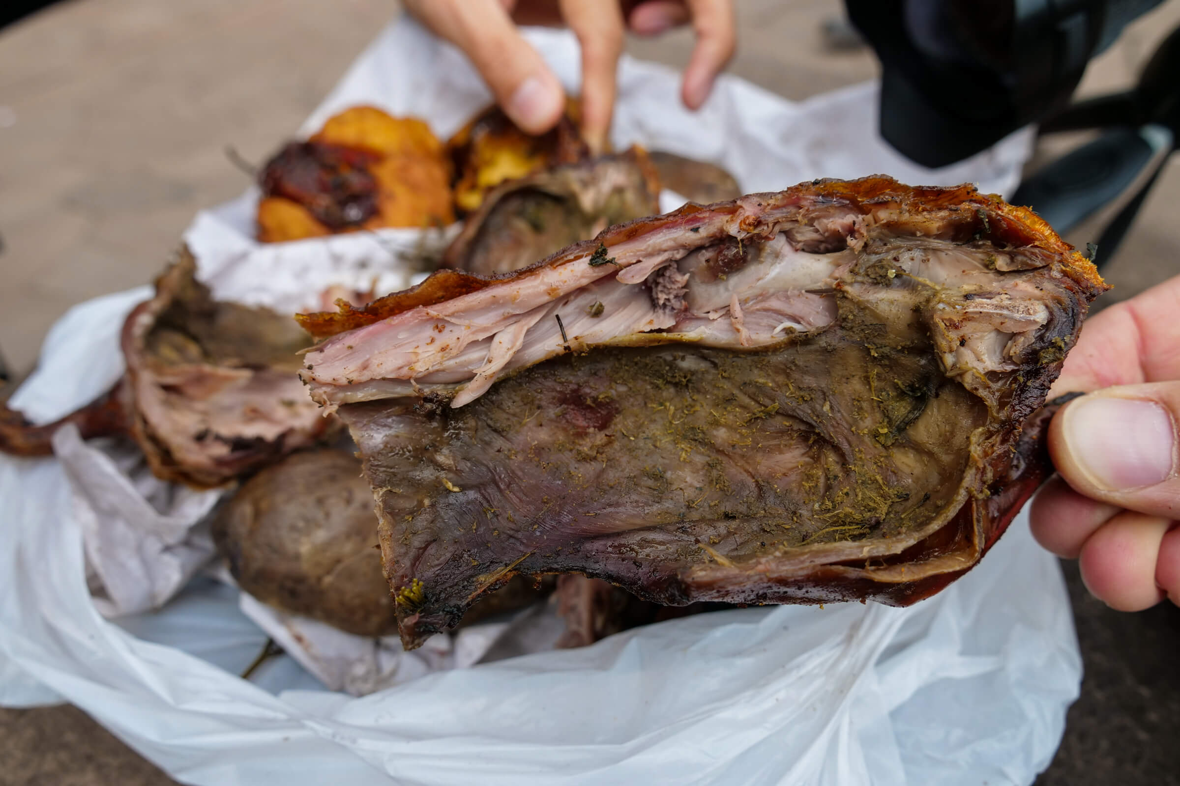 Many people are Selling Cuy each morning in front of San Pedro Market