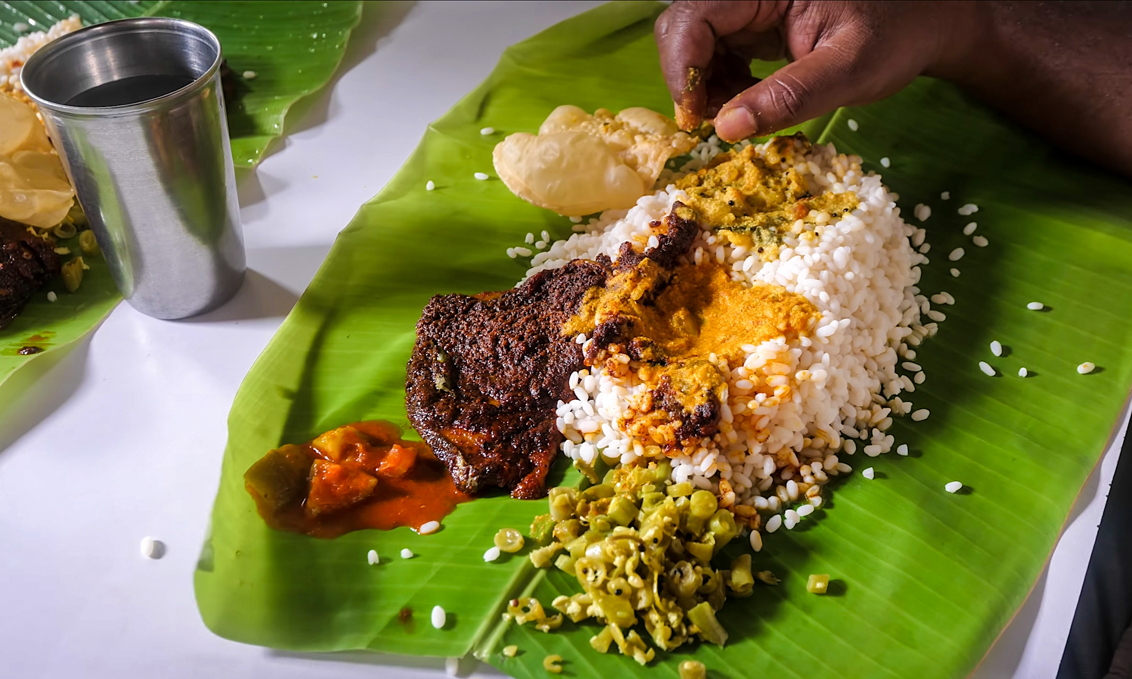 Poke a little hole in your rice to begin your meal, the final curry sauce goes right down inside