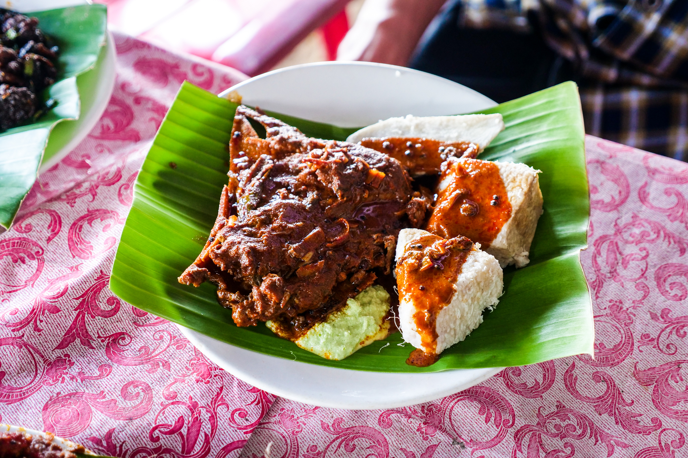 Tapioca is the carbohydrate that usually accompanies a deep red Kerala-style fish curry.